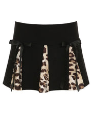 Leopard Color-Block Mini Skirt