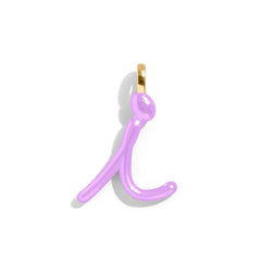 Custom Lilac Enamel Script Letter Charm - I