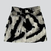 Tie-Dyed Vintage Print Denim Skirt