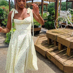 Floral Backless Slit Dress