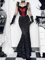 Floral Darkness Long Skirt