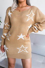 Casual The Stars Draw String Contrast Off The Shoulder Pencil Skirt Dresses Sweater