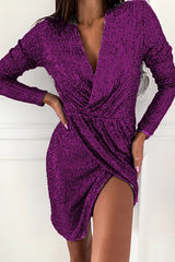Fashion Elegant Solid Patchwork Fold V Neck Evening Dress Dresses