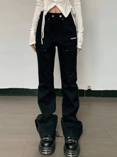 Zip Fly Black Flare Leg Pants