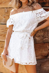 Elegant Solid With Belt Off The Shoulder A Line Dresses
