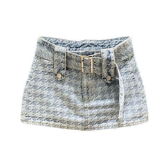 Retro Embroidered Mini Denim Skirt