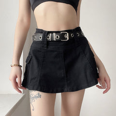 High Waisted Denim Mini Skirt