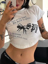 Curvy Hem Spider Print Crop Top