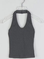Dark Gray Rib Crop Tank Top