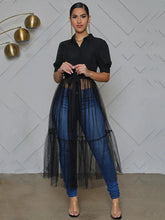 Turn-Down Collar Mesh Tops