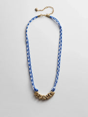 Bubble Letter Custom Paracord Necklace - Blue/White
