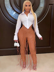 Pu Strap High Waist Skinny Pants
