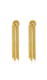 Gold Tied Tassel Earrings