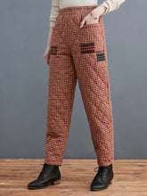 Women'S Thickened Warm Harem Pants Plaid Outer Wear Down Cotton Pants