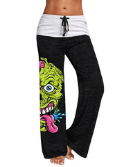 Stitching Skull Pattern Printed Active Yoga Pants