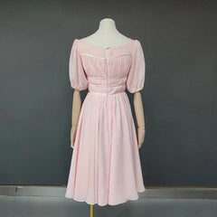 Chiffon Tea-Length Princess Wedding Dress