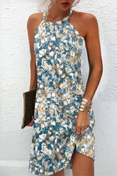 Casual Floral Patchwork Halter Printed Dress Dresses(5 Colors)