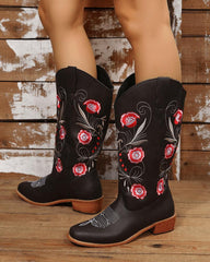 Women'S Casual Daily Floral Embroidery Boots