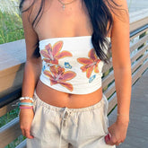 Pydshop Reese Floral Print Strapless Top