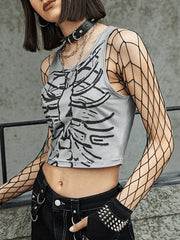 Skull Print Cropped Tank Top