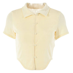 Short Sleeve Crop Top - Beige