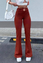 Lace Up Stretch Flare Leg Pants