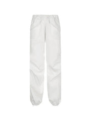 Zipper Low Waist White Cargo Pants