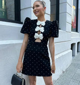 Puff Short Sleeve Slim Fit Red Mini Dress
