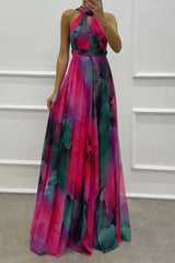Sexy Prom Gradient Color Lace Up Contrast Halter Evening Dresses(3 Colors)