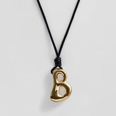 Cord Initial Necklace - Gold