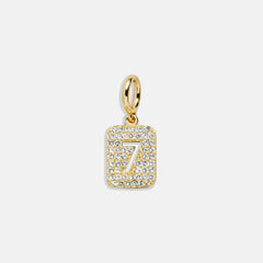 Block Pavé Number Cluster Charm - 7