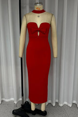 Sexy Bow Decor Halter One Step Skirt Dresses
