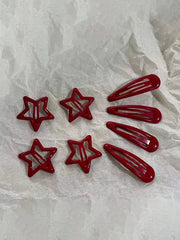 1Pc Red Star Pattern Hair Clip