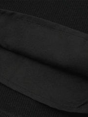 Lace Trim Ribbed Black Mini Skirt