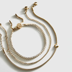 Catherine Waterproof Bracelet Set - Gold/Pavé