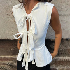 Pydshop White Sexy Bandage Crop Tops For Women Sleeveless Hollow Out Slim Fit Hot Girl Tank Top Ladies Fashion Beach Party Vestchristmas Gifts