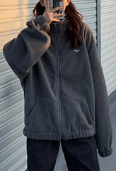 Letter Print Zip-Up Jacket