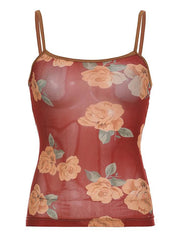 Mesh Floral Vintage Crop Cami Top