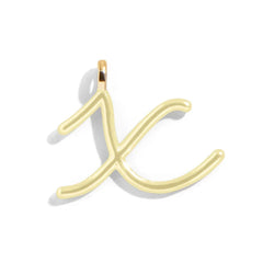 Custom Butter Yellow Enamel Script Letter Charm - X