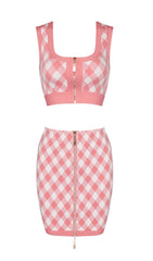 Geometric Pattern Skirt Suit