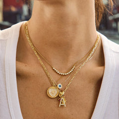 Cluster Charm Necklace - Paperclip Chain