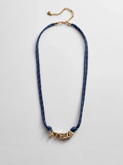 Bubble Letter Custom Paracord Necklace - Navy/White