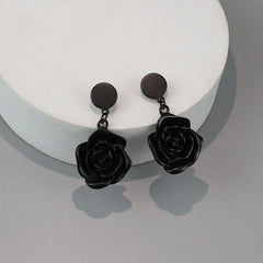 Dark Elegant Camellia Earrings