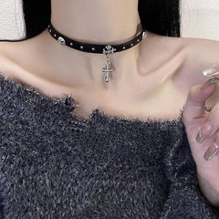 Vintage Cross Punk Choker