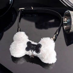 Fluffy Dog Bone Y2K Choker