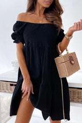 Casual Solid Patchwork Off The Shoulder Princess Dresses(3 Colors)