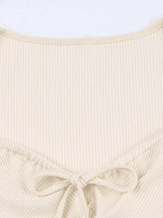 Tie Front Corset Ribbed Crop Top