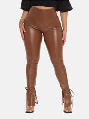 Side Slit Pu Pants
