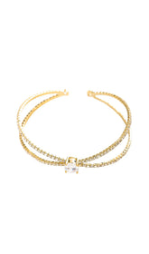 Gold Diamante Pendant Cuff Bracelet