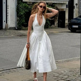 Deep V Sexy Slim Fit Backless Halter Dress
